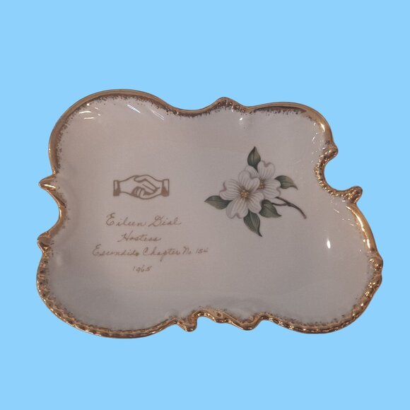 Masonic Order Of The Eastern Star Pin Or Trinket Dish Escondido Chapter 1965 - Picture 2 of 6